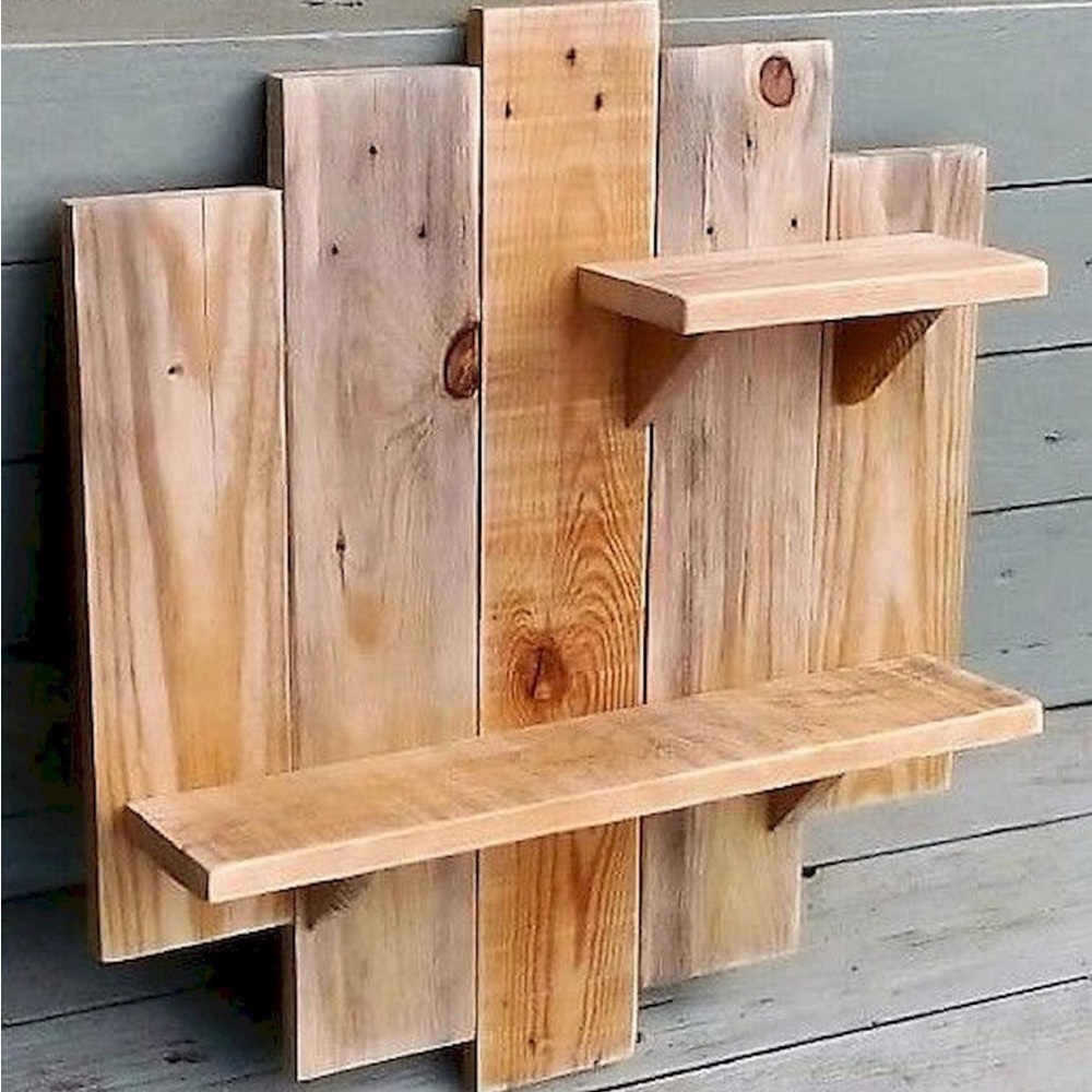 Natural Wood Wall Display Shelf